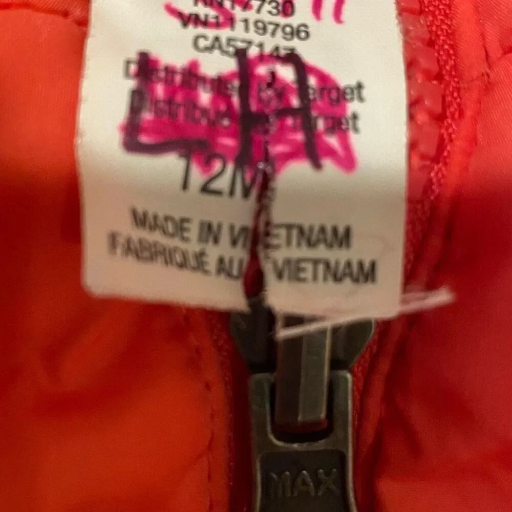 Windbreaker Hooded Jacket Coral Color Size 12 Months
